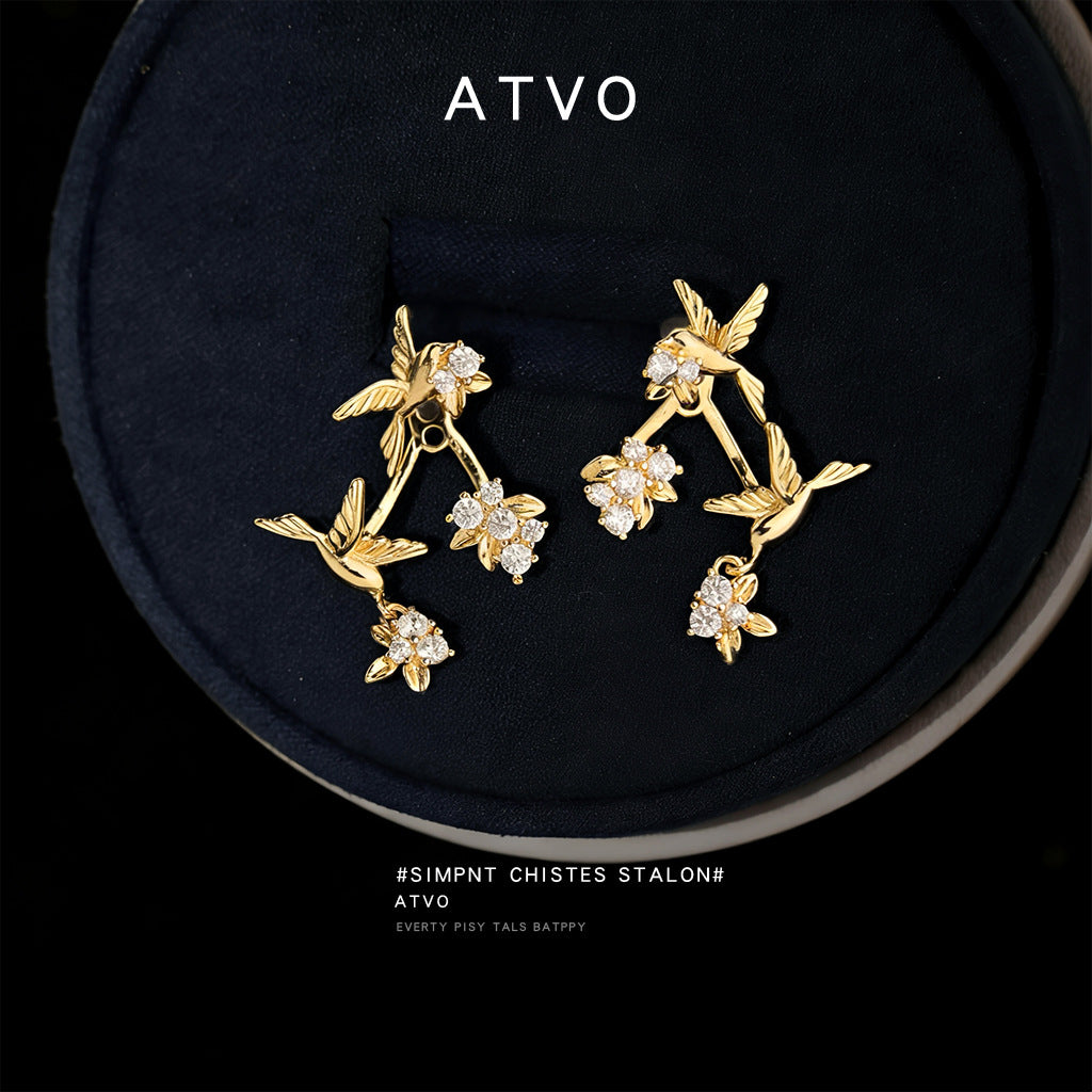 Multiple Ways To Wear Flying Bird Inlaid Zircon Fashion High Earrings