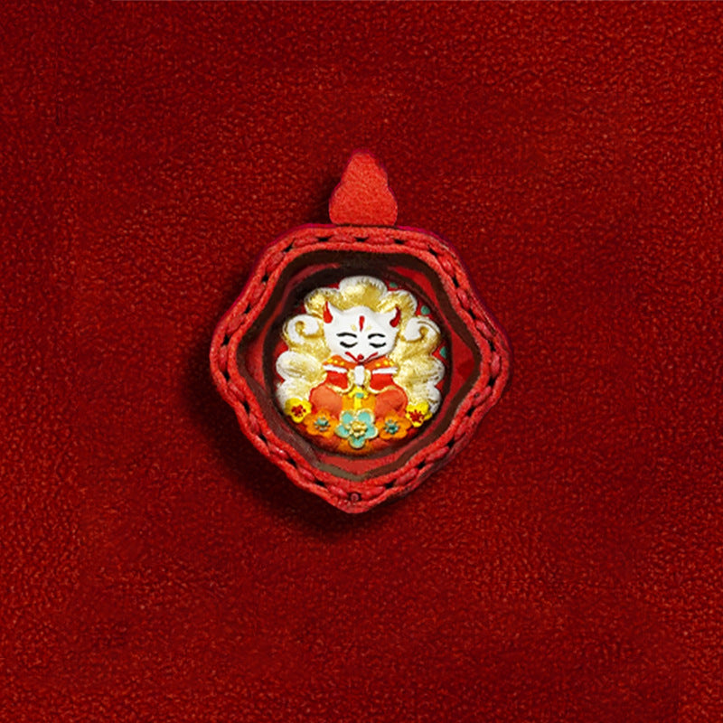 Tibetan Hand Painting Wipe Leather Phone Pendants