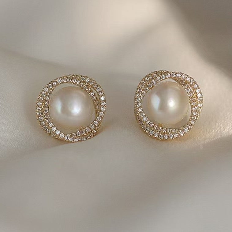 Women's Fashionable Exquisite Spiral Pearl Light Luxury High-grade Niche Simple Stud Earrings