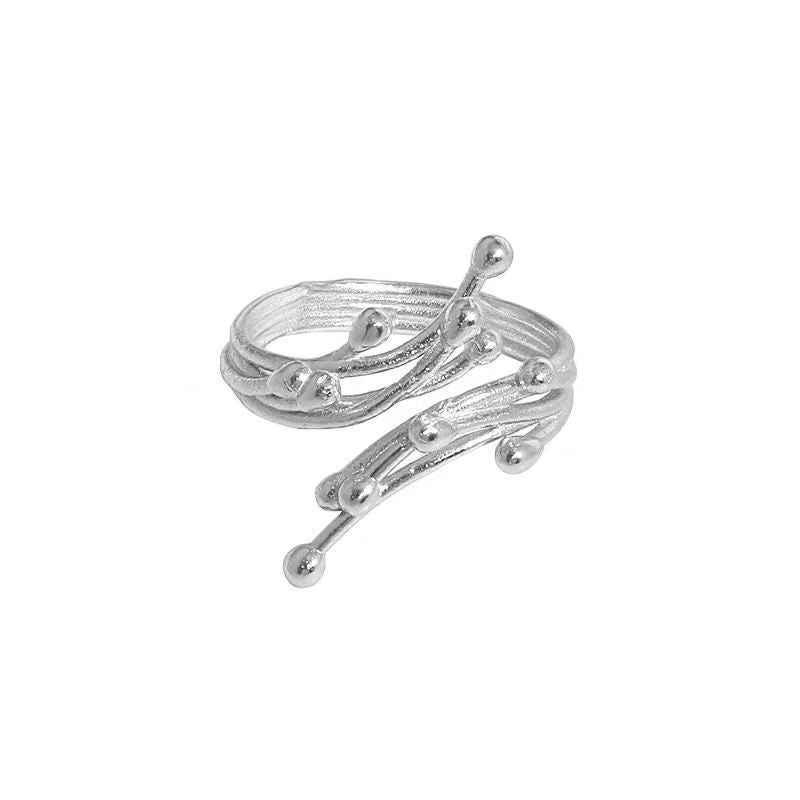 Women's & Men's Color Sier Plated Design Simple Flowing Spark Bone Joint Ring
