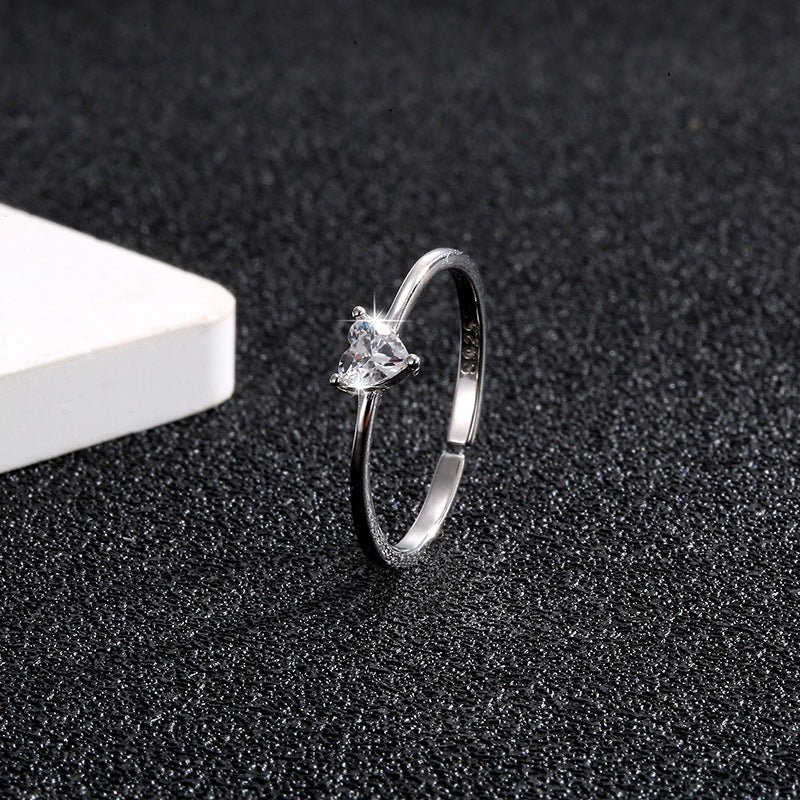 Sterling Sier Zircon Simple Mini Diamond Rings