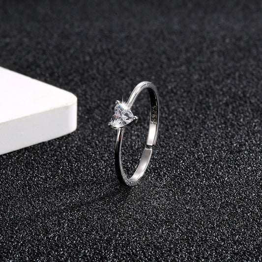 Sterling Sier Zircon Simple Mini Diamond Rings