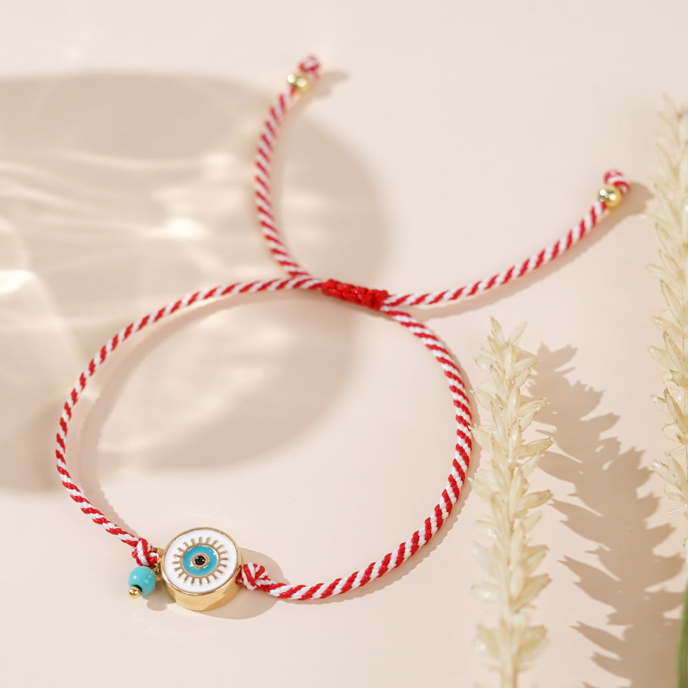 Women's Fashionable Simple White Eyes Turquoise Red Bracelets