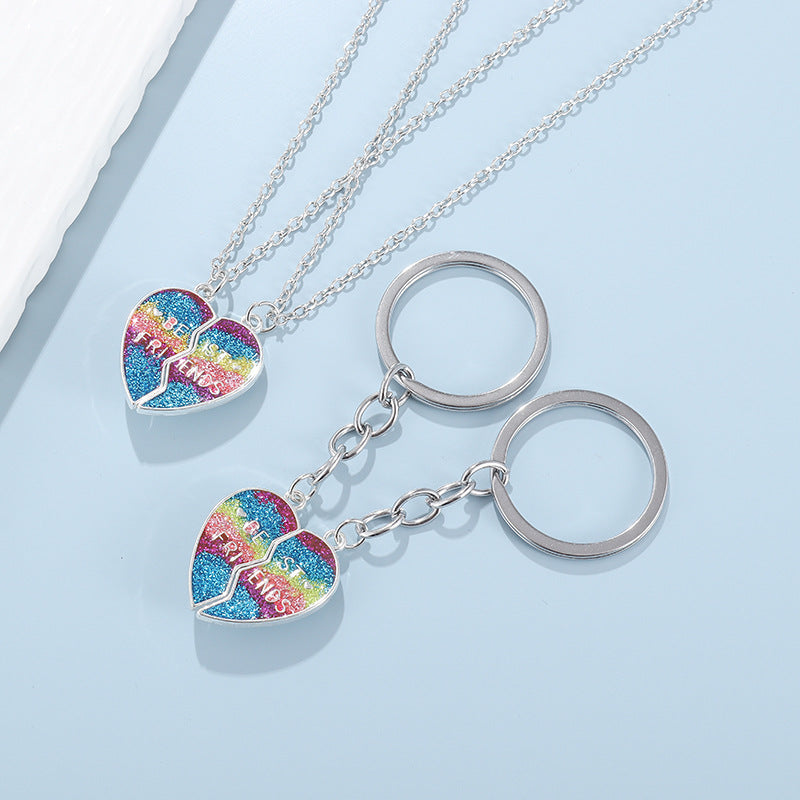 Children's Good Friend Colorful Oil Heart Magnetic Necklaces