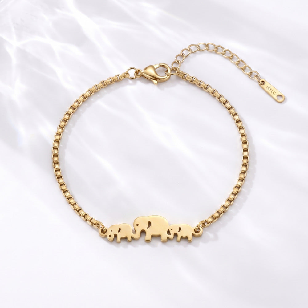 Women's Stainless Steel Elephant Korean Simple Animal Bracelet