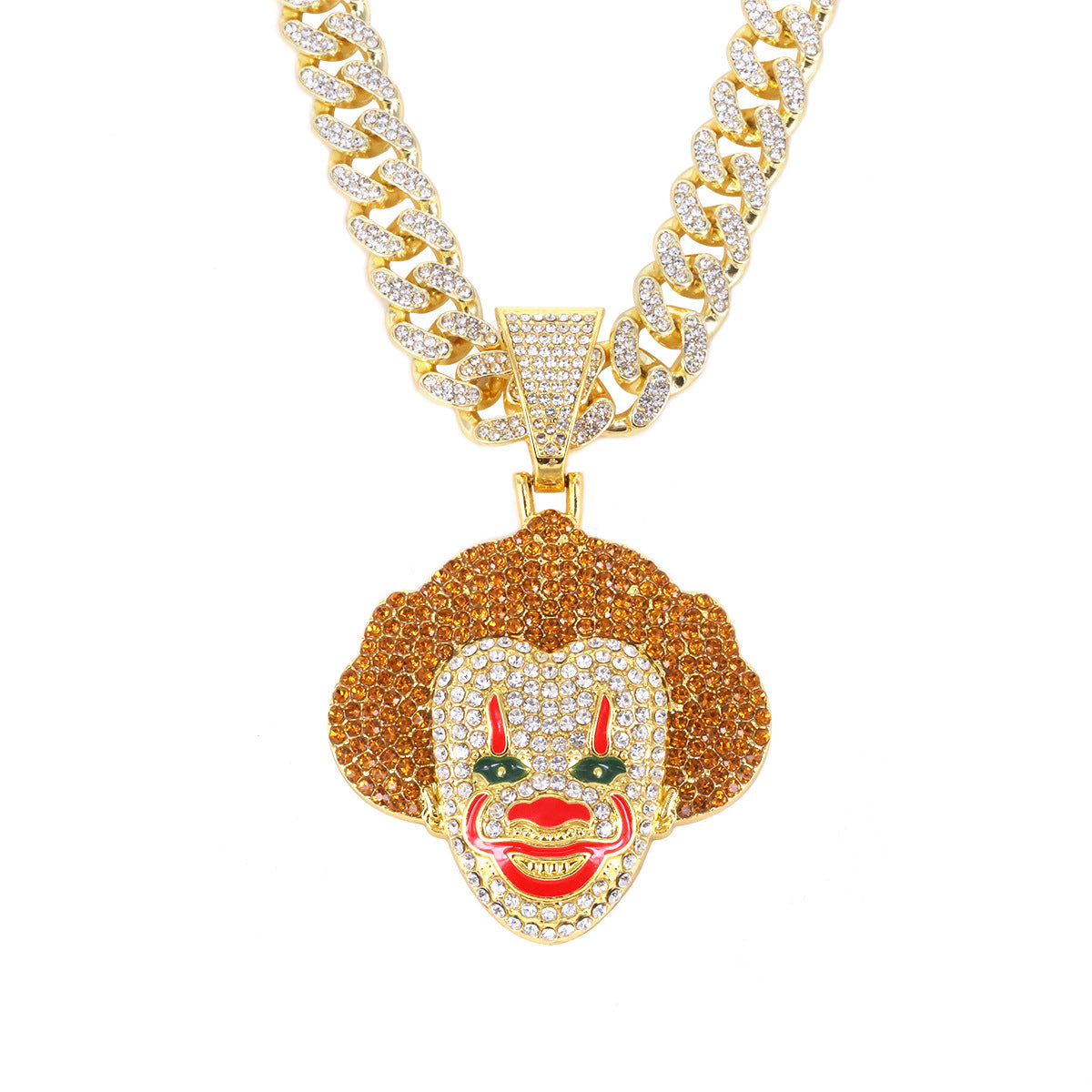 Men's Clown Diamond Alloy Personality Hipster Hip Hop Style Pendants