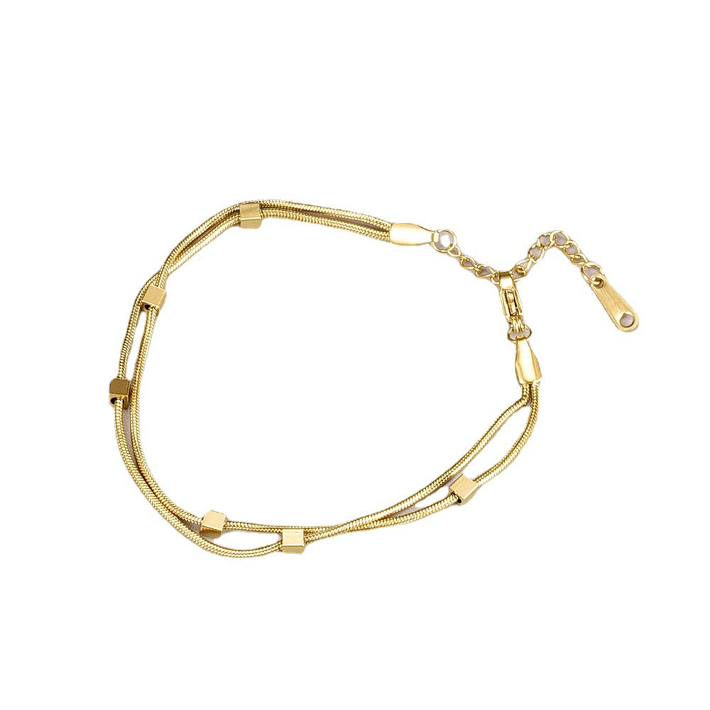 Women's Three-dimensional Small Square Snake Bone Gold-plated Bracelets