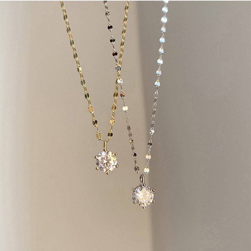 Women's For Niche Design Single Diamond Clavicle Pendants