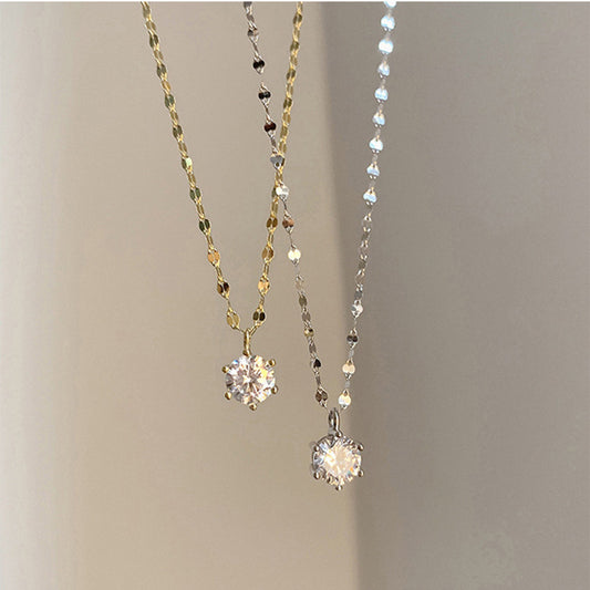 Women's For Niche Design Single Diamond Clavicle Pendants