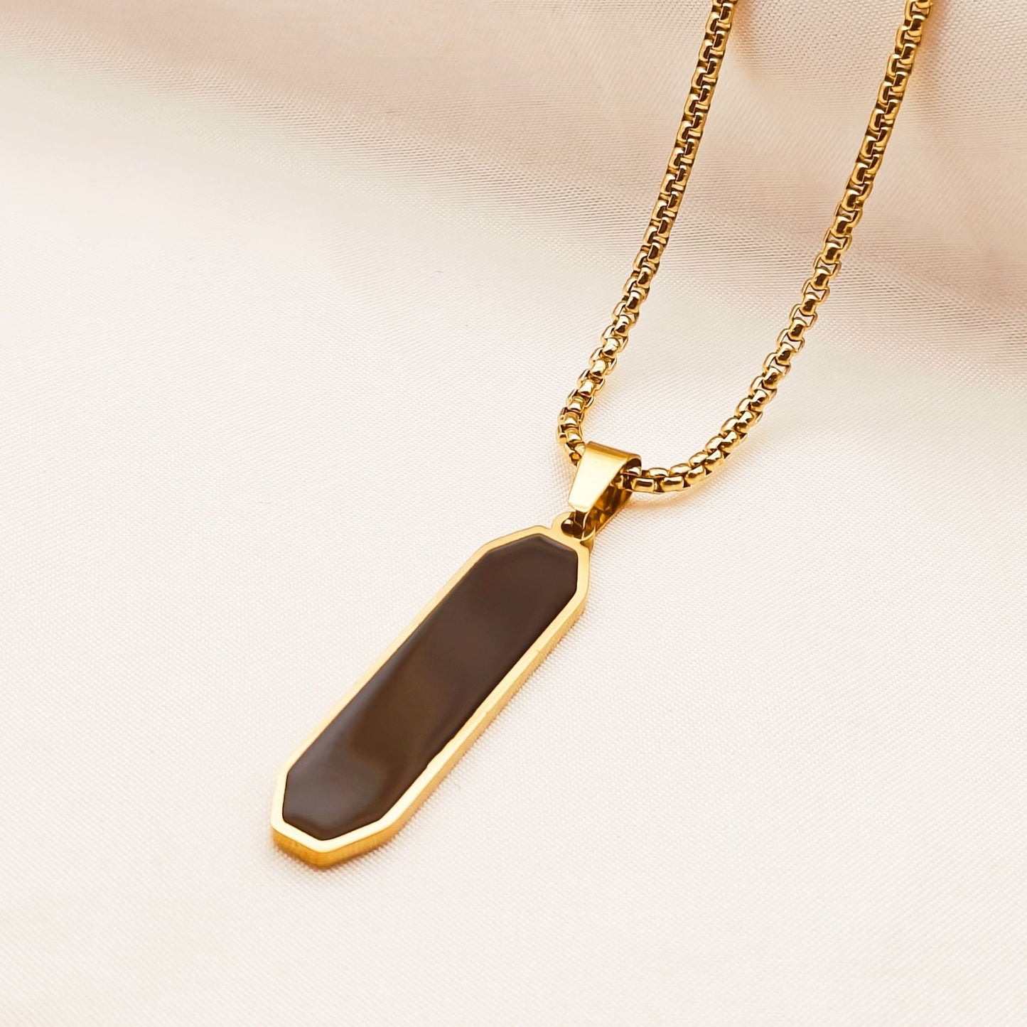 Men's Long Stainless Steel Sweater Chain Gold Plating Simple Geometric Necklaces