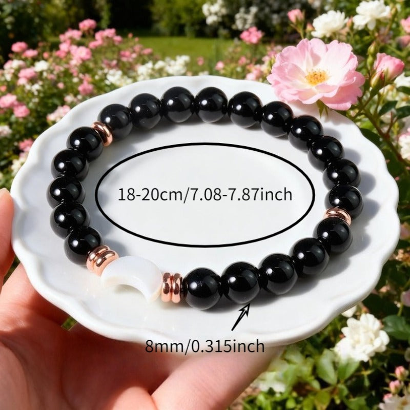 Natural Obsidian Moon Crystal Energy Handmade Bracelet