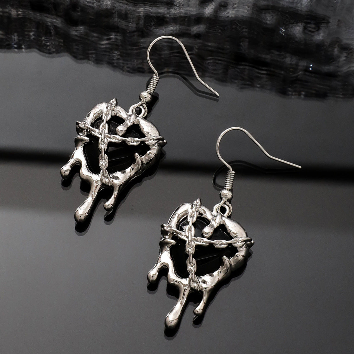Creative Abstinence Series Dark Style Lava Love Hip Hop Heart-shaped Earrings