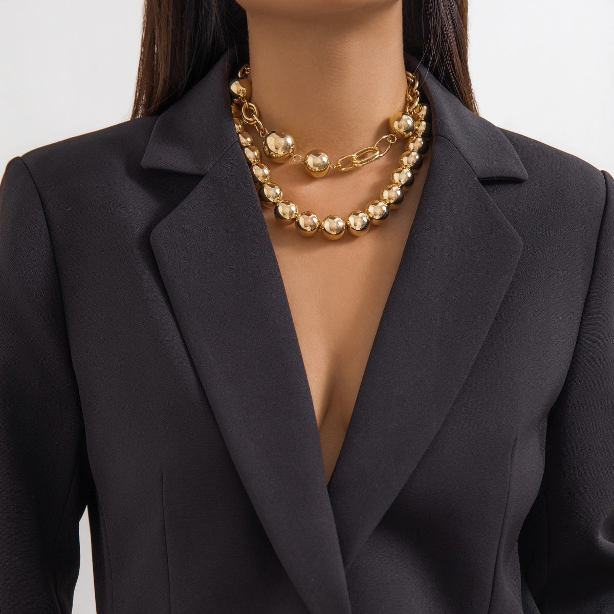 Suit Collar Vintage Punk Style Imitation Pearl Short Clavicle Necklaces