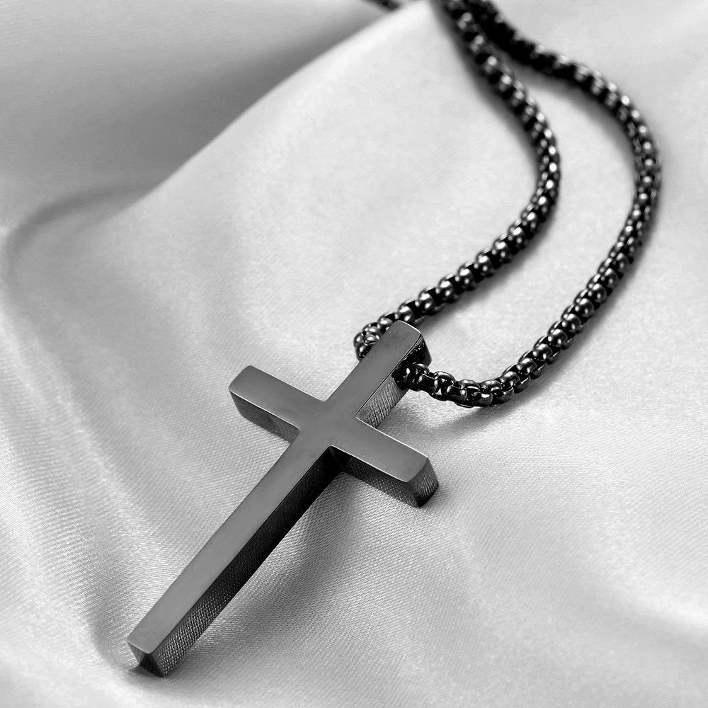 Simple Fashion Long Cross Titanium Steel Necklaces