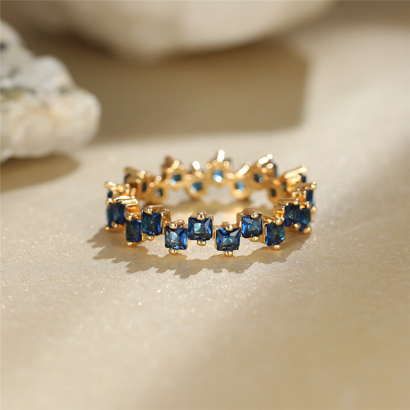 Dislocation Diamond Square Zircon Creative Gold Rings