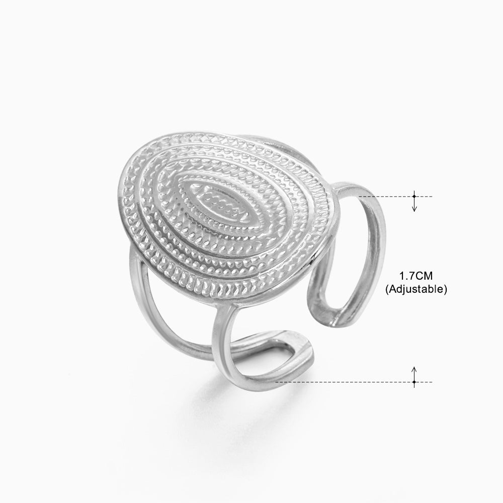 Stainless Steel Shaped Female Retro Popular Geometric Rings