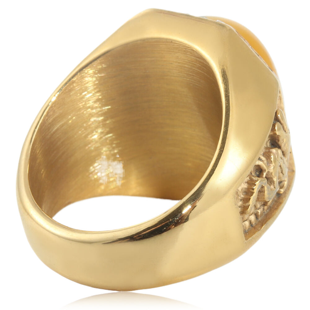 Men's Titanium Steel Oval Stone Retro Trendy Rings