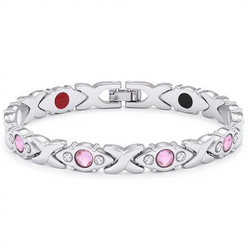 Women's Elegant Water Drop Design Cross Powder Diamond Bracelets