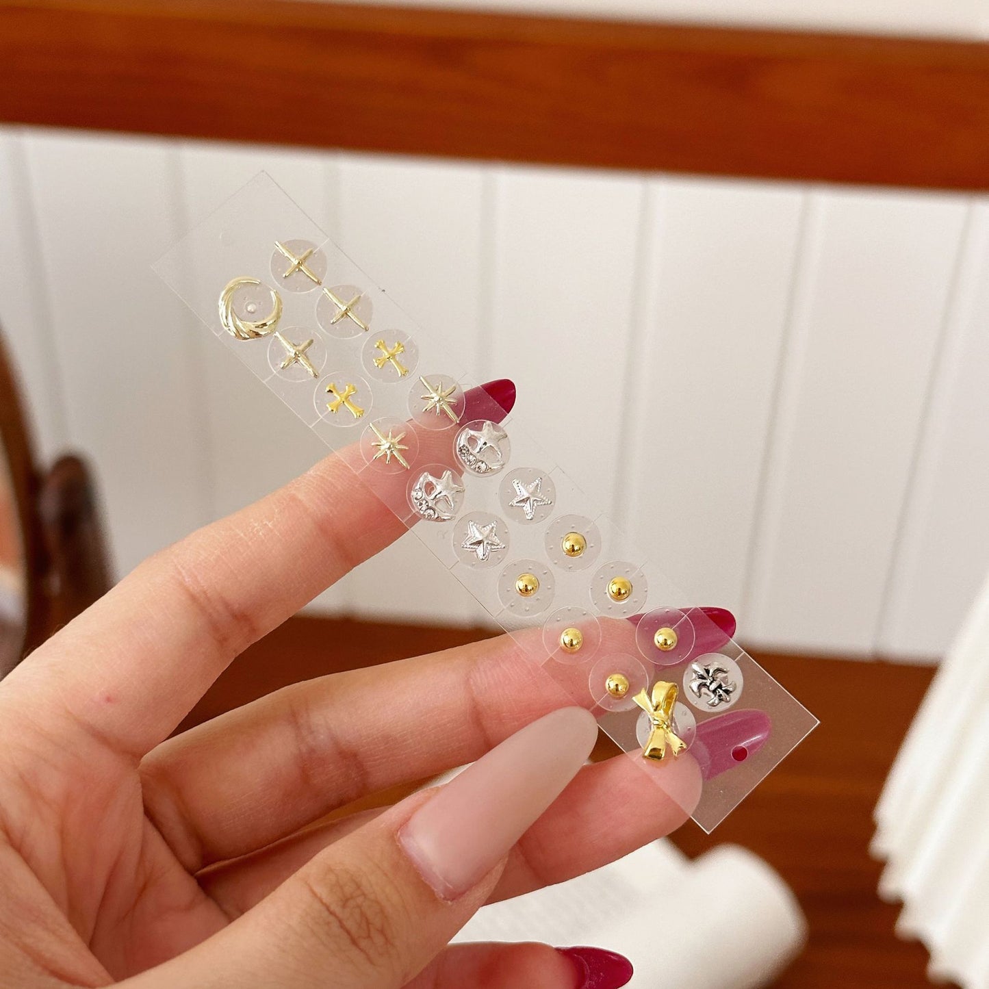 Fashion Auricular Point Sticker Crystal Ear Patch Bead Massage Stress Earrings
