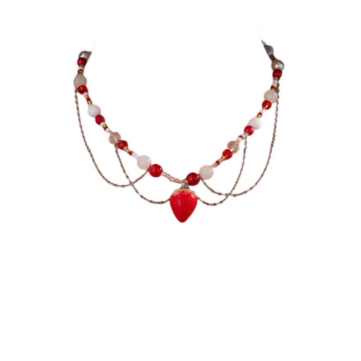 Niche Temperament Imitation Pearl Love Heart Vacation Style Fashion Necklace