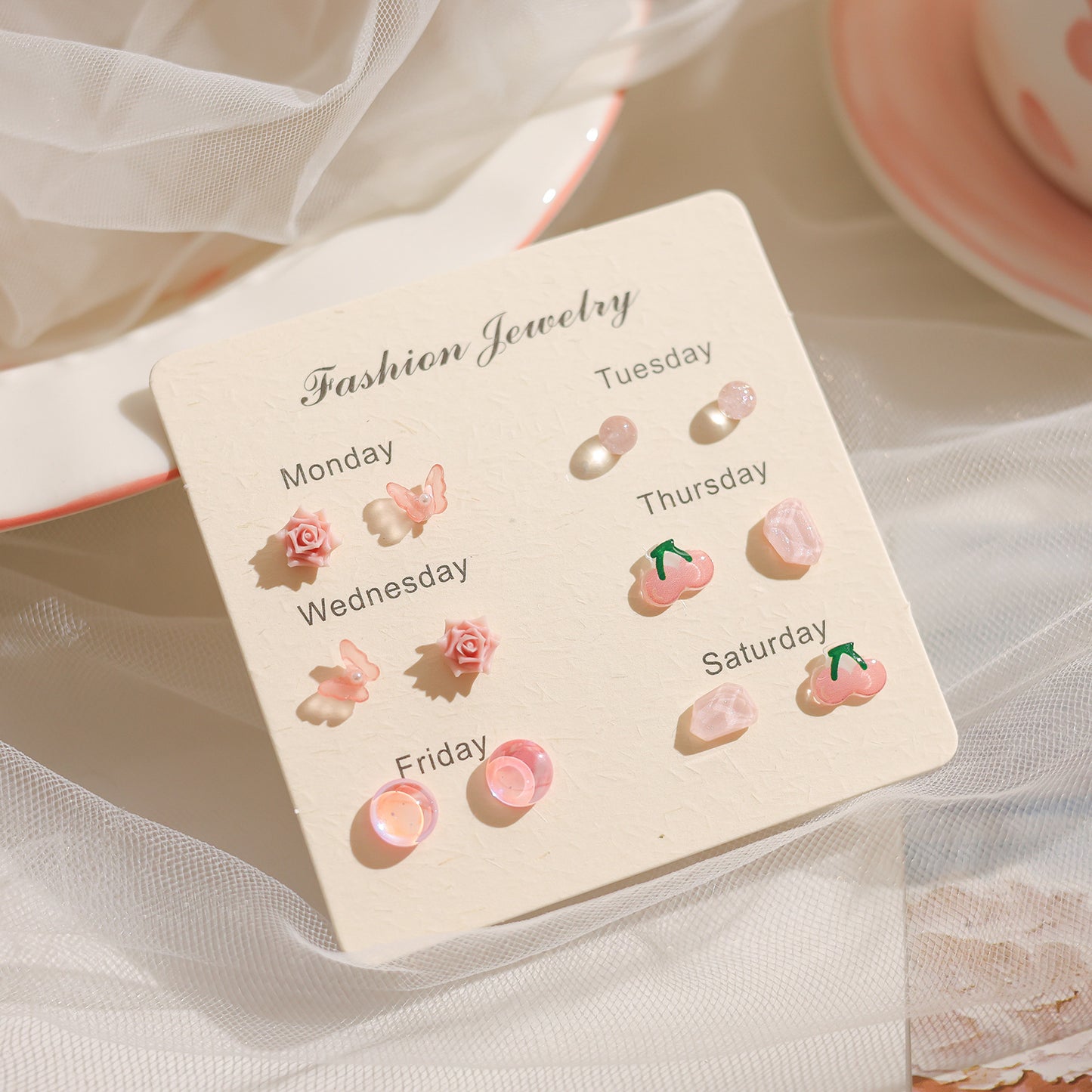 Female Pink Biological Porcelain Pin Ear Sensitive Skin Essential Stud Earrings