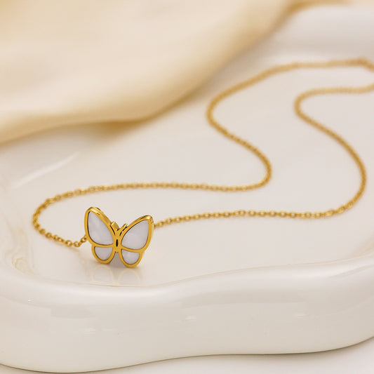 Butterfly Sweater Chain High-grade Versatile White Necklaces