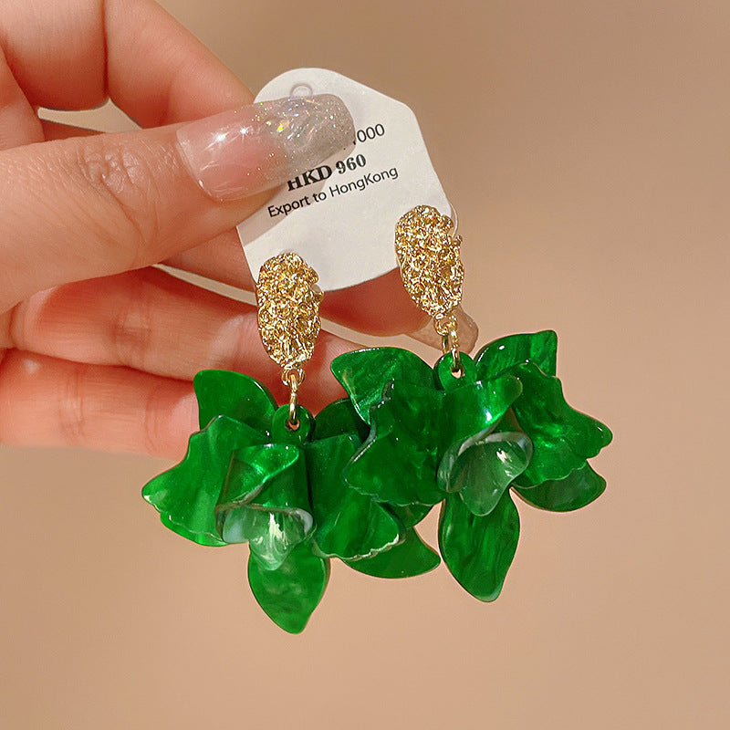Women's Sier Needle Fresh Flower Graceful Fashionable Design Earrings