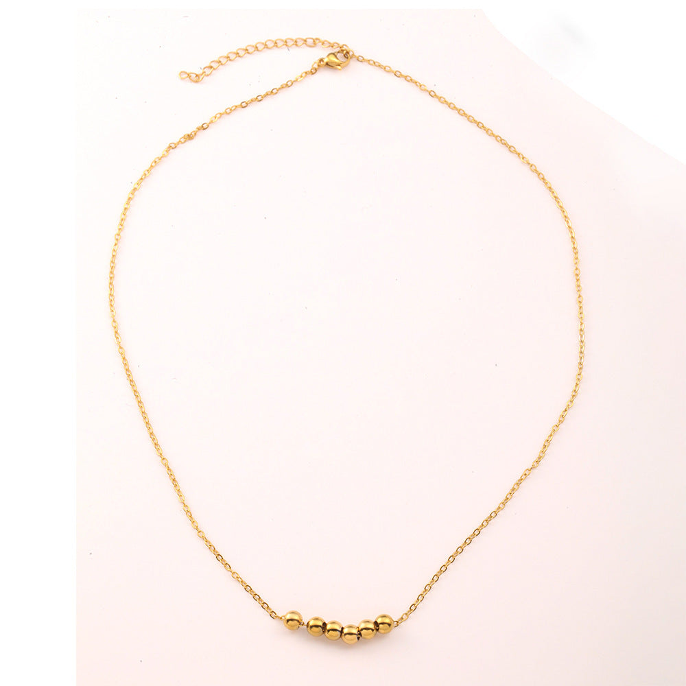 Women's Steel Beads Round Sliding Simple Clavicle Necklaces