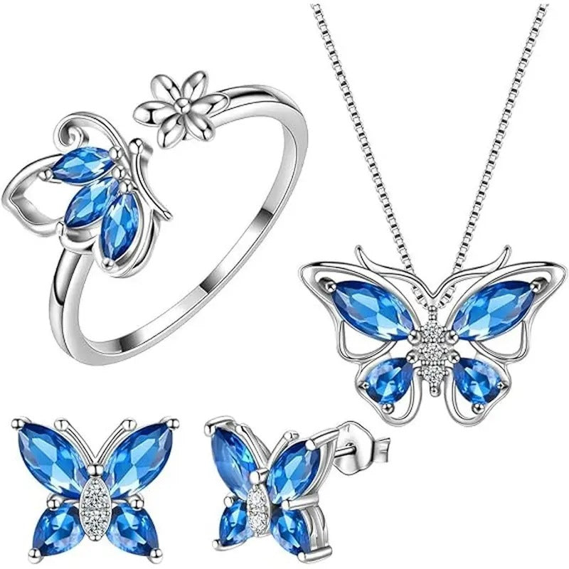 Elegant Ear Twin Animal Clavicle Chain Jewelry Set