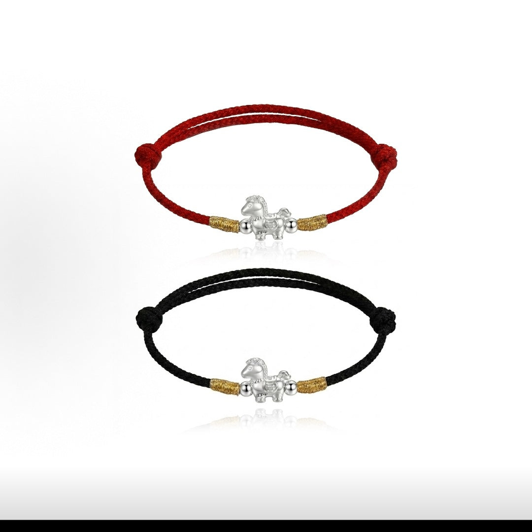Pure Sier Immediately Rich Red Rope Couple Bracelet