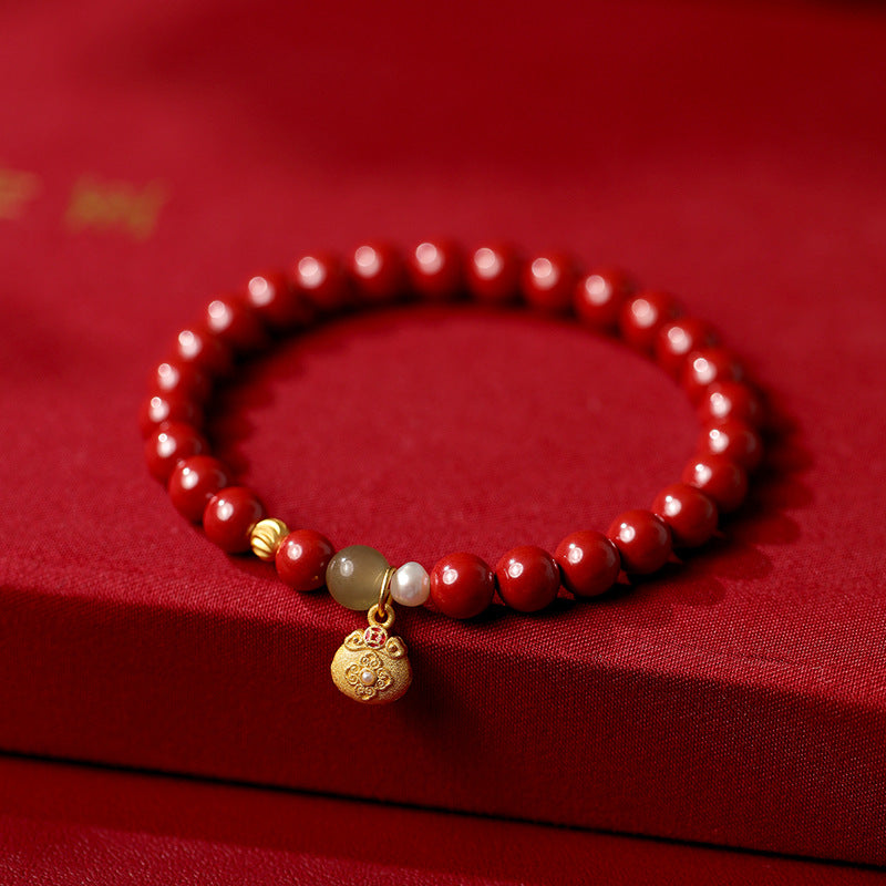 Women's Purple Gold Sand High Content Emperor Sandstone Chinese Bracelet