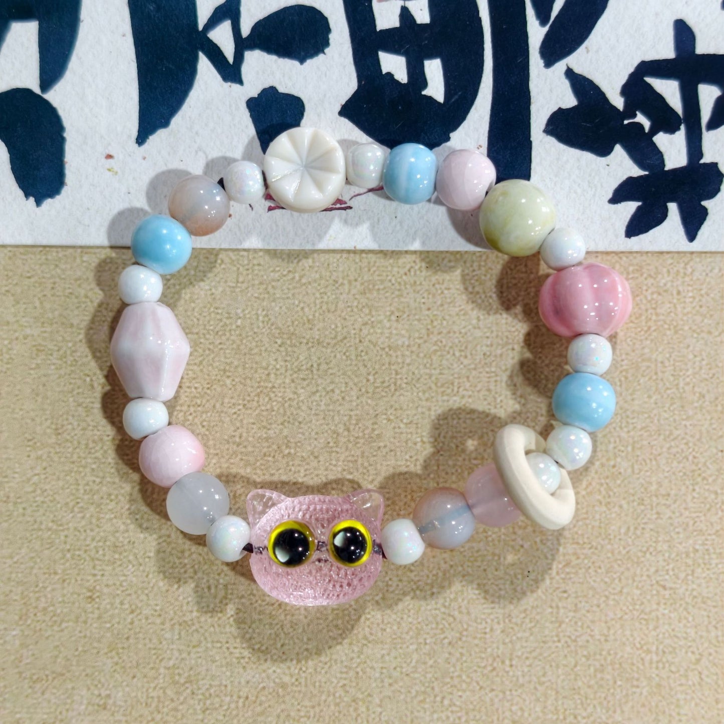 Artistic Handmade Ceramic Single Circle Ethnic Bracelet