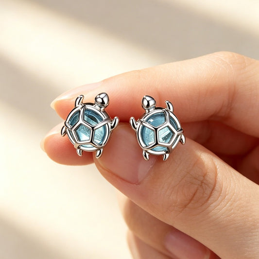 Women's Ocean Style Cute Turtle Small Delicate Stud Earrings