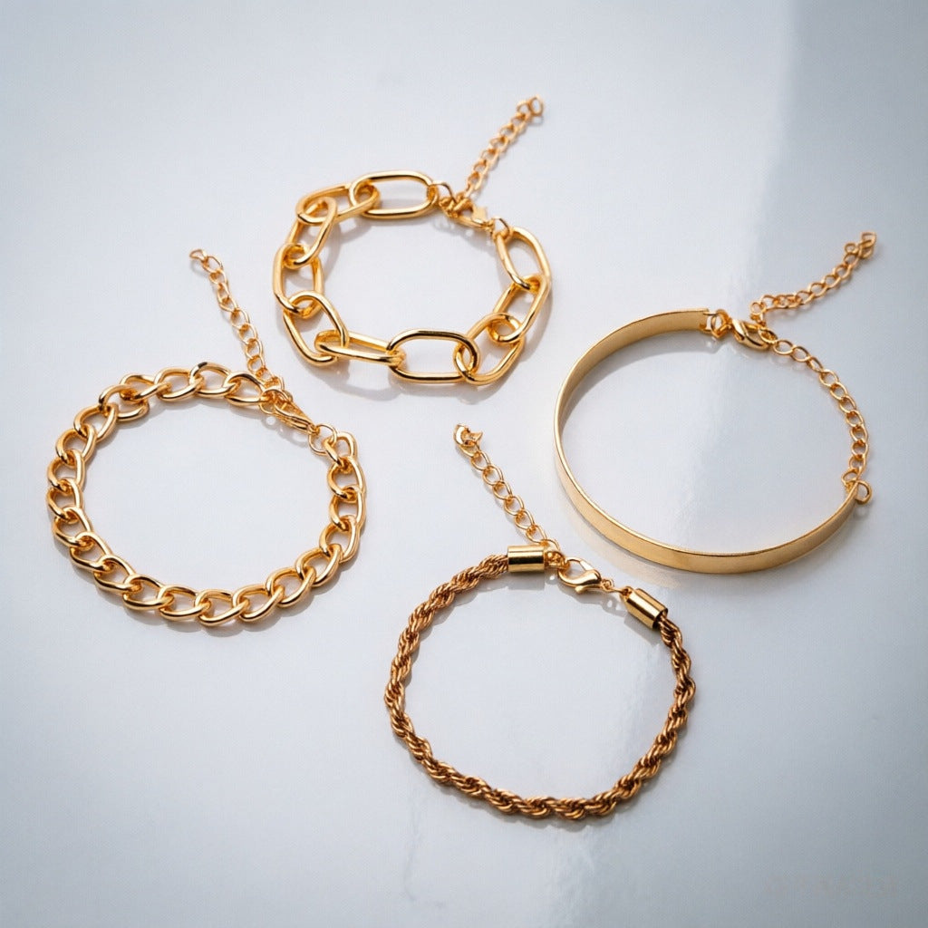 Personality Hip Hop Cuban Bangle Punk Metal Twisted Bracelets