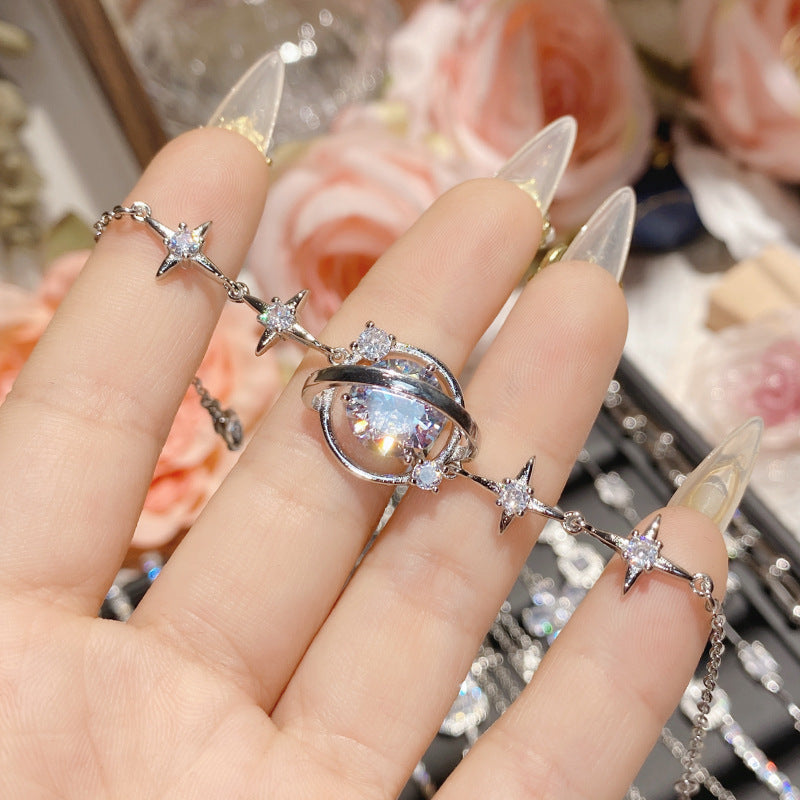 Camellia Bright Luminous Platinum Series Plated Zircon Super Flash Light Bracelet