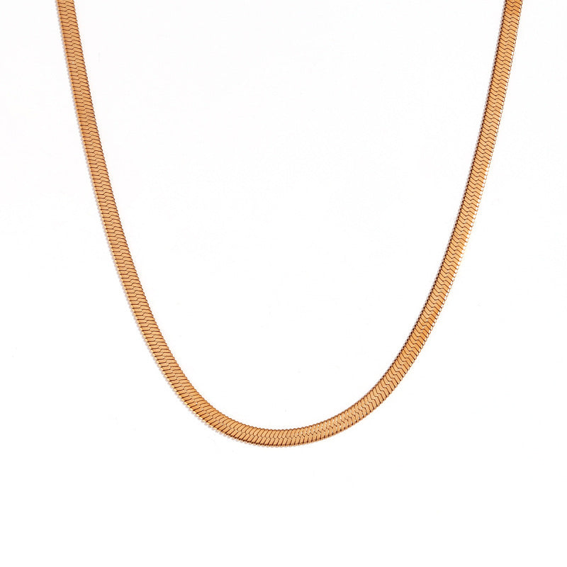 Women's Steel Gold Plated Chain Like Flat Bracelet