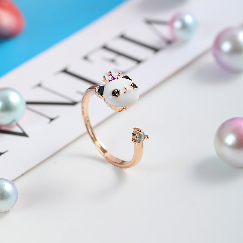 Panda Spinning Creative Opening Adjustable Index Finger Ring