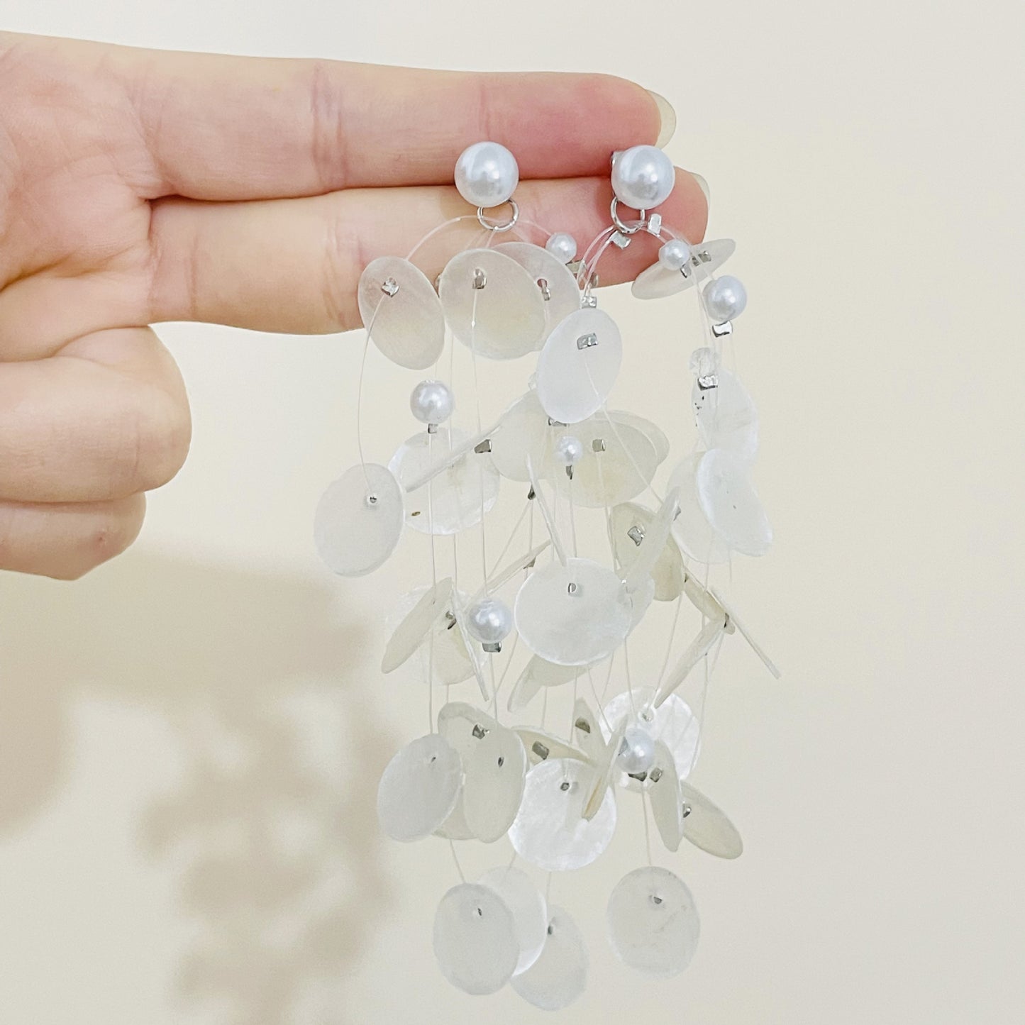 Natural Shell Super Fairy Beautiful Pearl Fashion Sier High-grade Long Stud Earrings