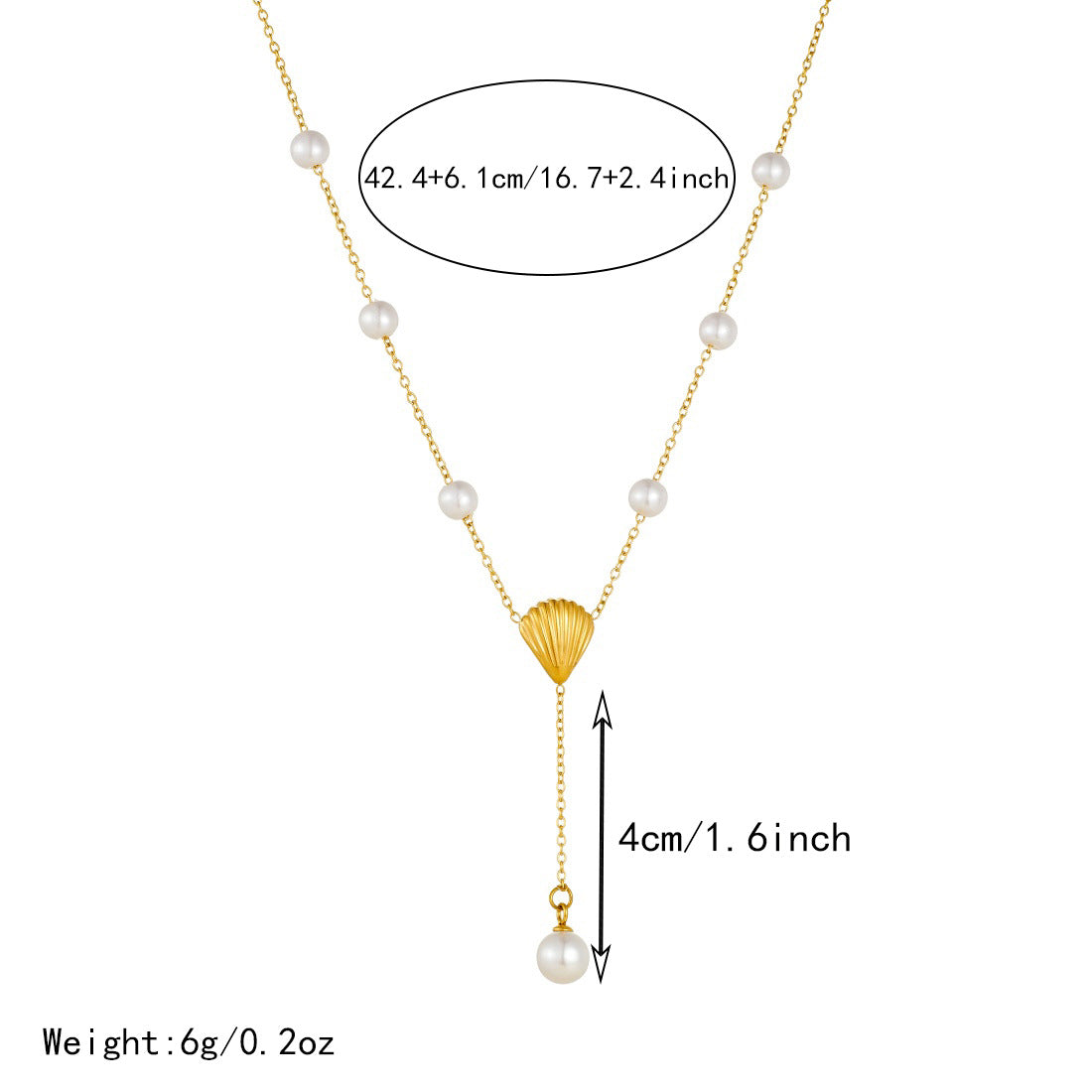 Short Pearl Gold-plated Stainless Steel Y-shaped Long Pendants