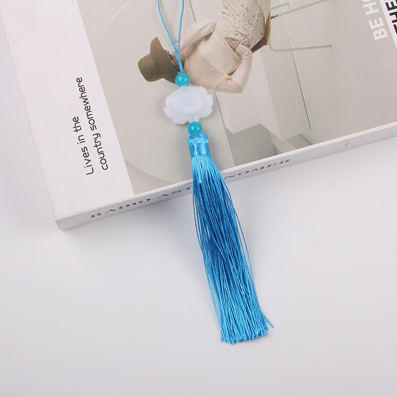Jade Lotus Tassel Fringe Kunlun Fan Cheongsam Jewelry Accessories