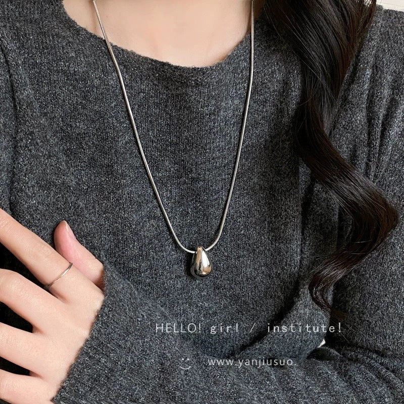 Women's Simple Water Drop For Long Sweater Chain Casual Necklace