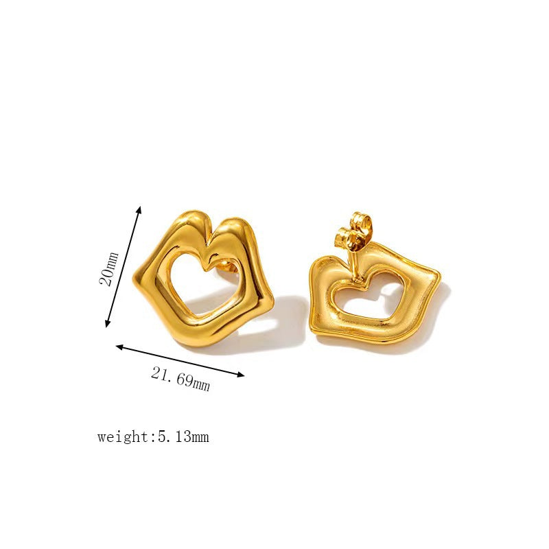 Gold Stainless Steel Titanium Lip Clavicle Chain Necklace
