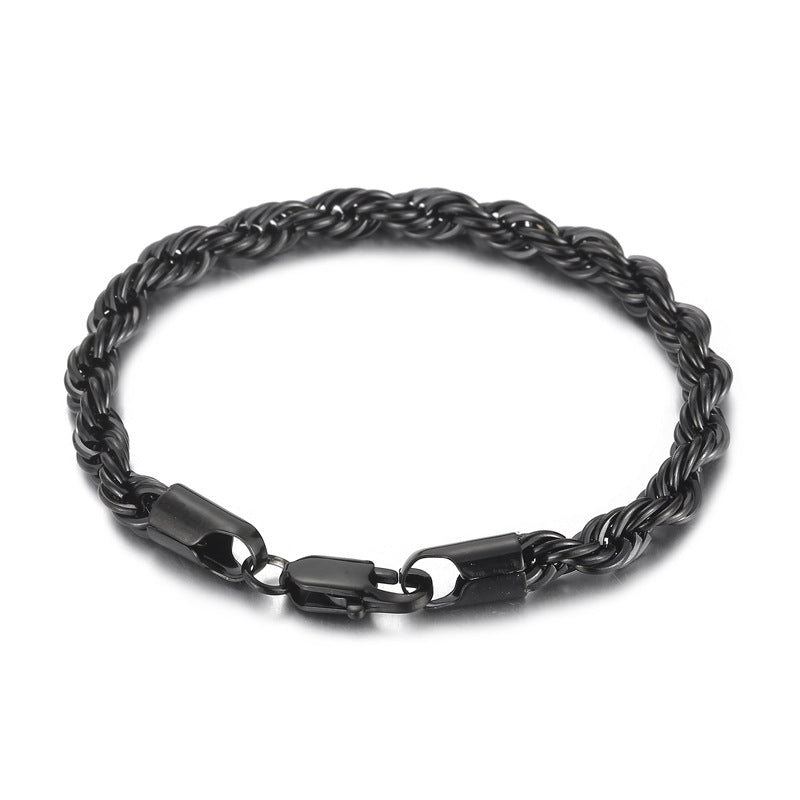 Steel Ornament Spiral Hemp Rope Hip Hop Bracelets