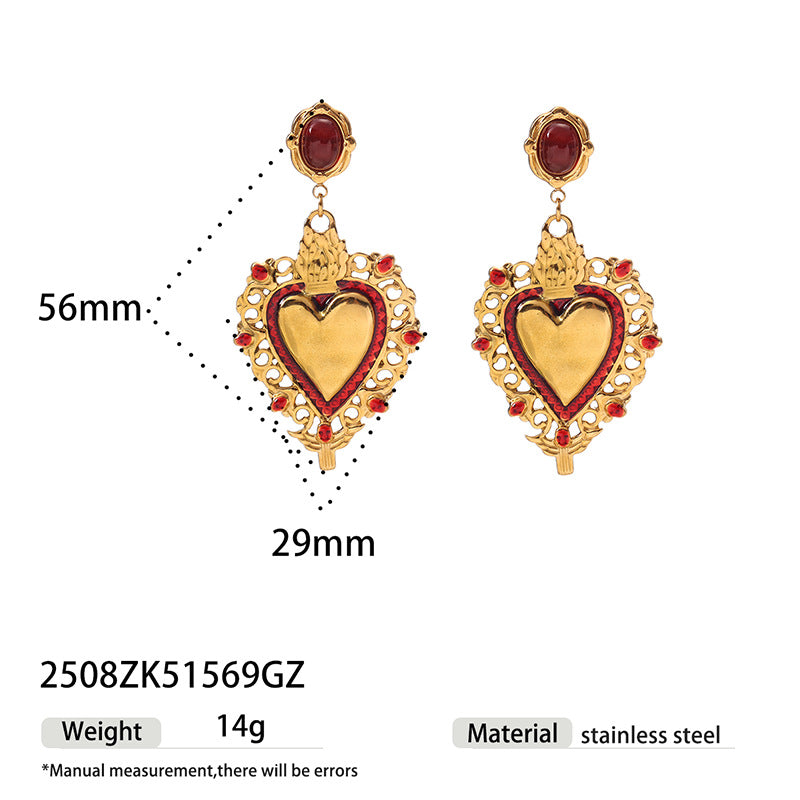 Vintage Style Love Heart Inlaid Gem Rings