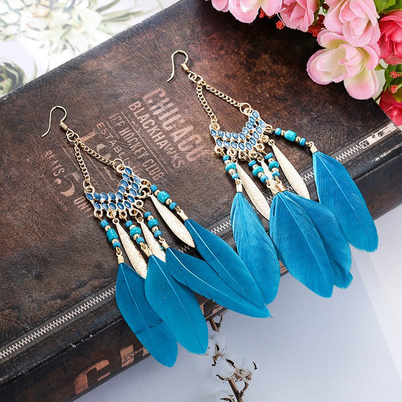 Bohemian Feather High-grade Yunnan Tourism Holiday Earrings