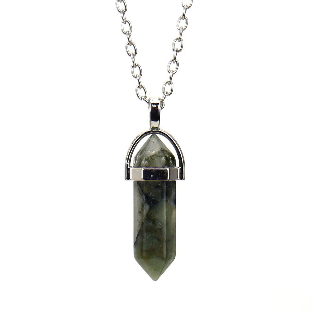 Agate Synthetic Crystal Hexagon Prism Soul Pendants