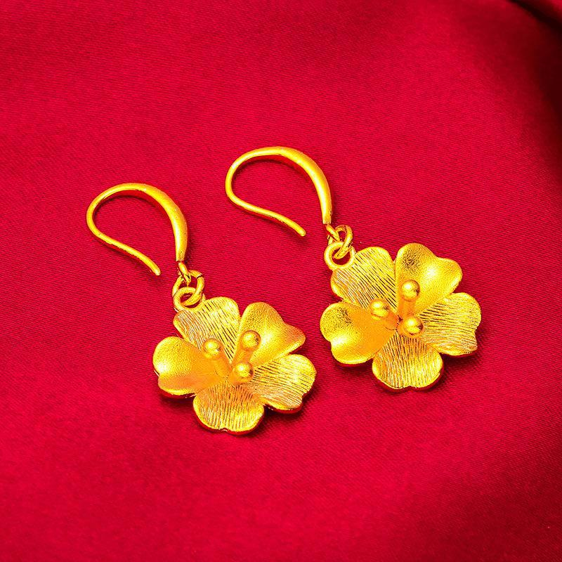 Female Ear Water Drop Phoenix Lucky Beads Leaves Tassel Earrings