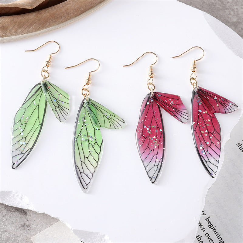 Fashion Special Artificial Butterfly Wings Creative Pattern Earrings