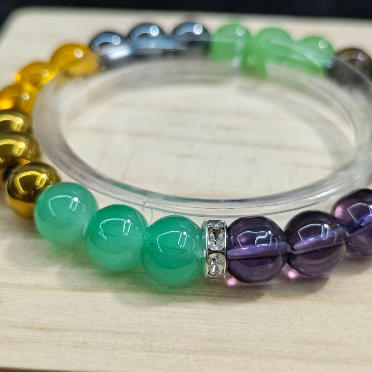 Stone Haematite Amethyst Hand-woven Elastic String Bracelet