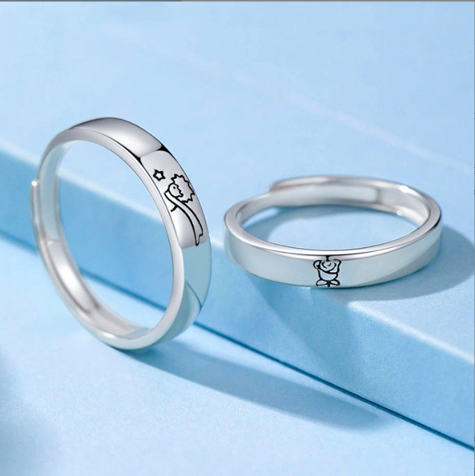Women's & Men's Couple One Pair Niche Cartoon Fashion Carving Rings